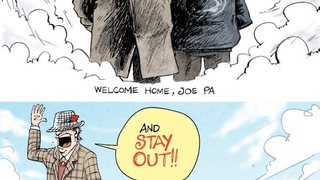 Cartoon Bear Bryant Kicked Cartoon Joe Paterno Out Of Cartoon Heaven